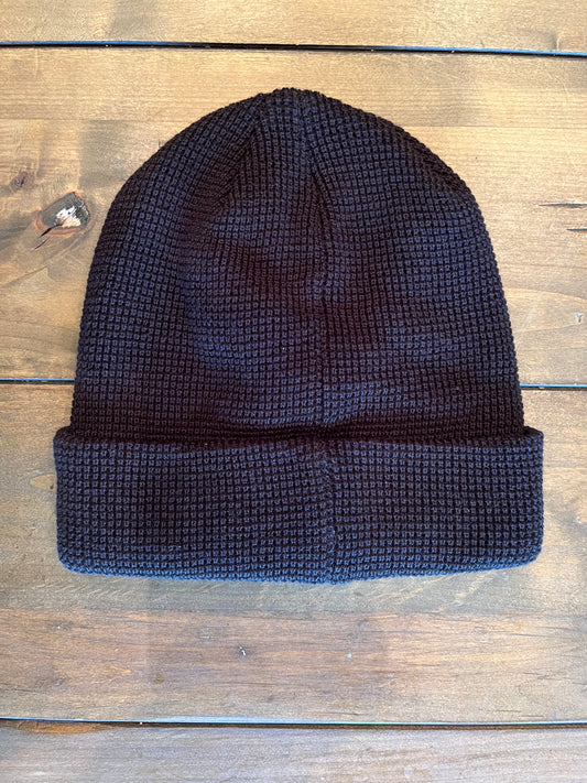 Side Stack Beanie (Black Waffle)